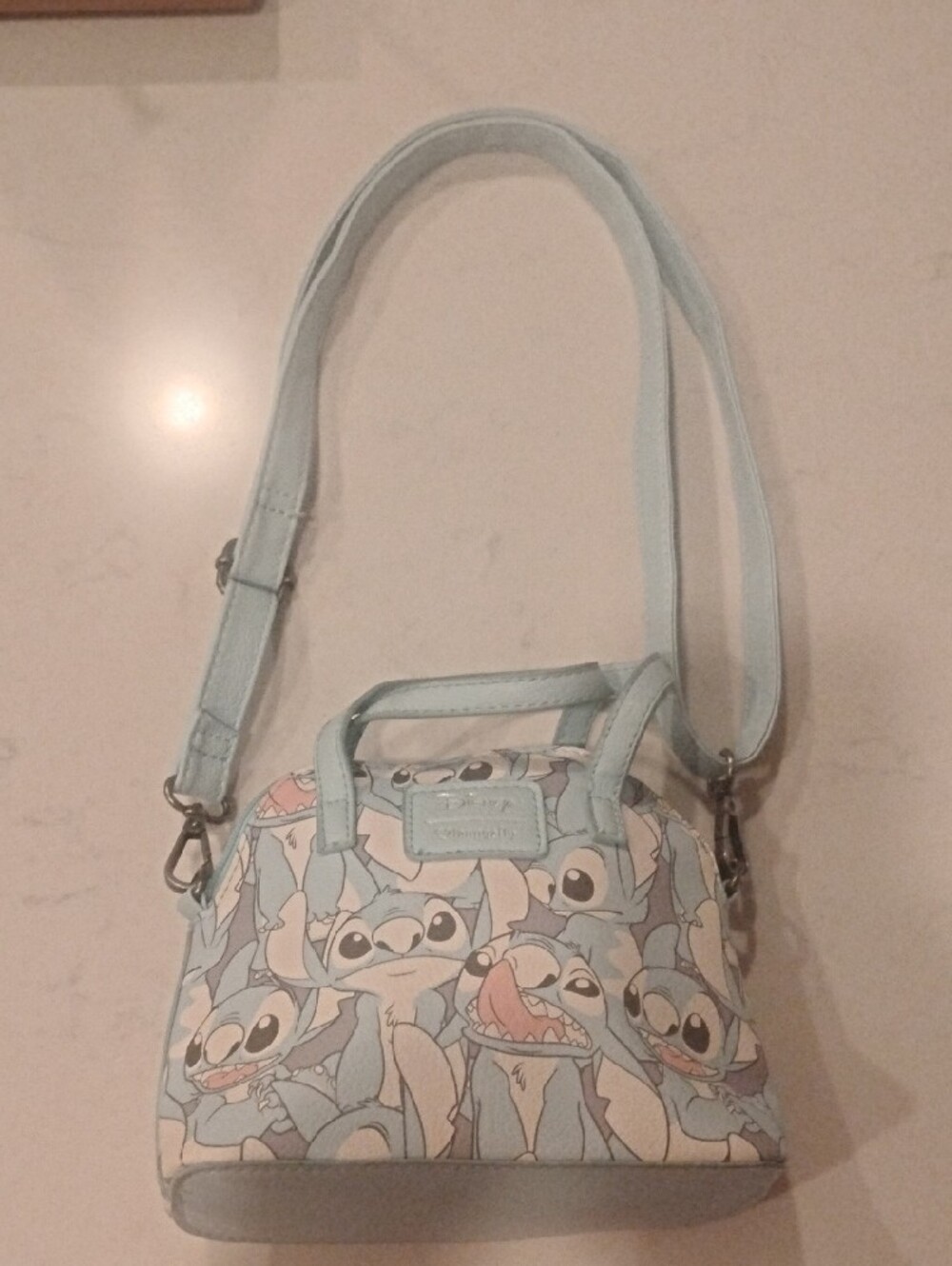 Loungefly Light Blue Stitch Pattern Crossbody Purse